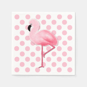Pink Flamingo und Polka Dot Napkins Serviette