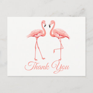Pink Flamingo Vielen Dank Tropical Wedding Summer Postkarte
