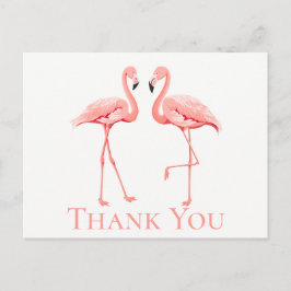 Pink Flamingo Vielen Dank Tropical Wedding Summer Postkarte