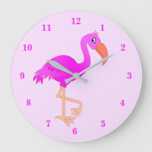 Pink Flamingo Wall Clock Große Wanduhr