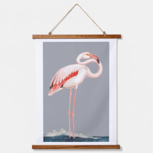 Pink Flamingo Wandteppich Mit Holzrahmen
