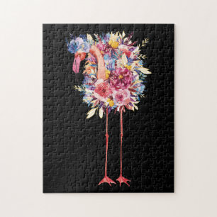 Pink Flamingo Watercolor Hawaiianische Blume Blume Puzzle