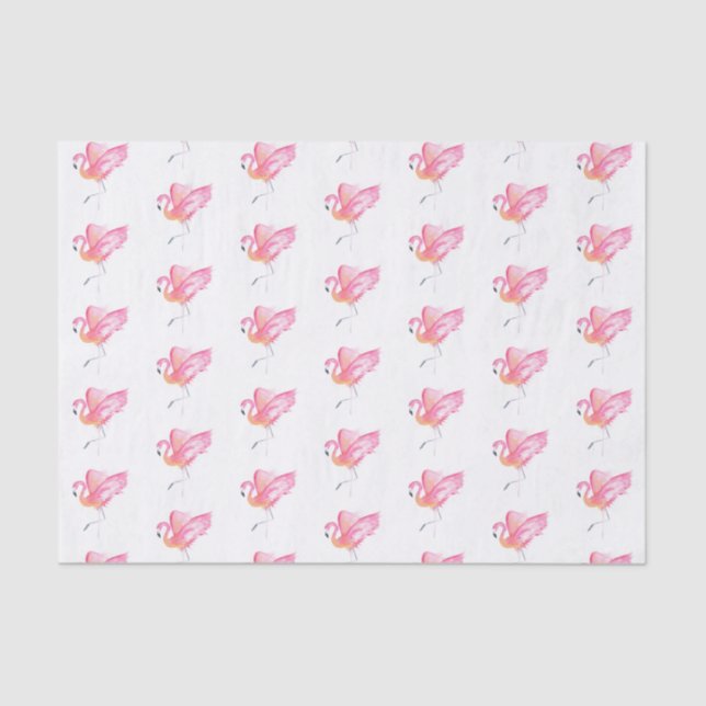 Pink Flamingo Watercolor Pattern Beach Seidenpapier (Vorderseite)