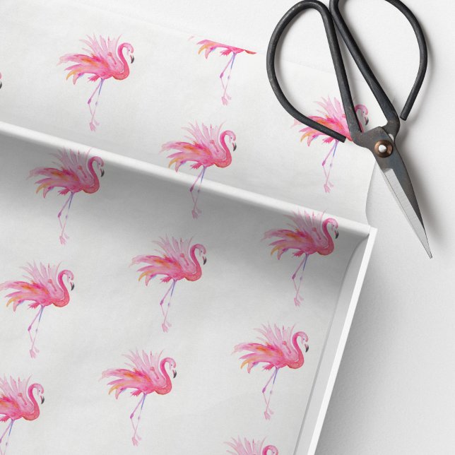 Pink Flamingo Watercolor Pattern Beach Seidenpapier (Pink flamingo tissue paper watercolor art by Victoria Grigaliunas Do Tell A Belle)