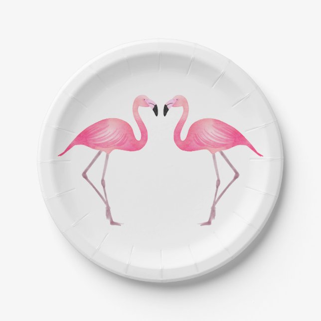 Pink Flamingo Wedding Brautparty Tropical Luau Pappteller (Vorderseite)