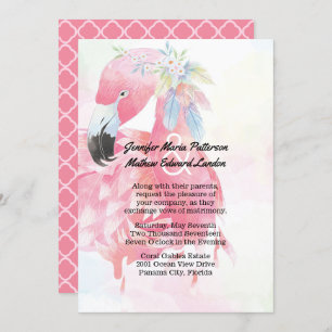 Pink Flamingo Wedding Einladung