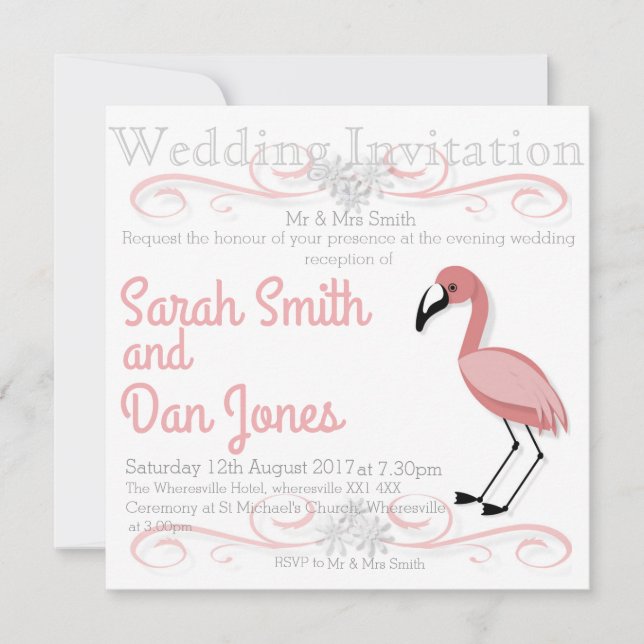 Pink Flamingo Wedding Einladung (individuell einst (Vorderseite)