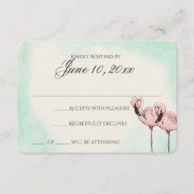 Pink Flamingo Wedding Response Card