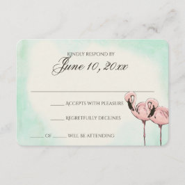 Pink Flamingo Wedding Response Card RSVP Karte