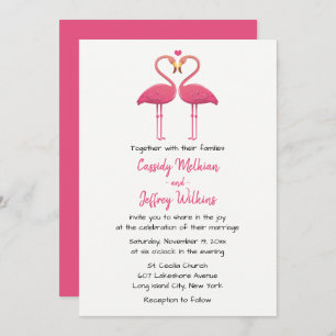 Pink Flamingo Wedding Tropical Summer Beach Einladung