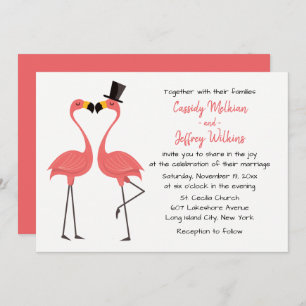 Pink Flamingo Wedding Tropical Summer Beach Einladung