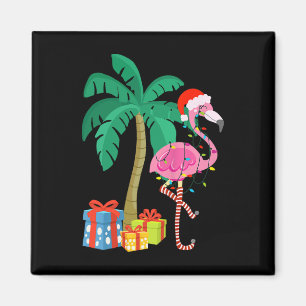 Pink Flamingo Weihnachts Palme Tree Tropical Xmas Magnet