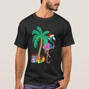 Pink Flamingo Weihnachts Palme Tree Tropical Xmas  T-Shirt
