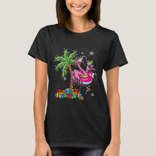Pink Flamingo Weihnachts Palme Tree Tropical Xmas T-Shirt