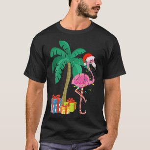 Pink Flamingo Weihnachts Palme Tree Tropical Xmas T-Shirt
