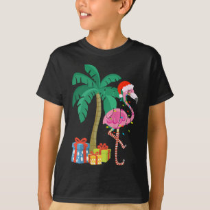 Pink Flamingo Weihnachts Palme Tree Tropical Xmas  T-Shirt