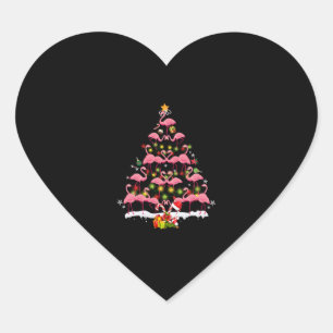 Pink Flamingo Weihnachtsbaum Xmas Lichter Frauen Herz-Aufkleber