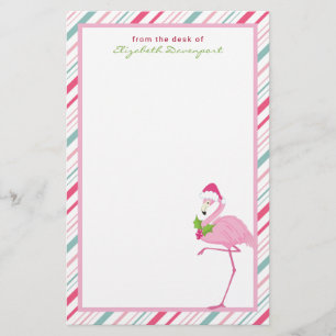 Pink Flamingo Weihnachtsmannmütze Candy Canes und Briefpapier
