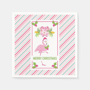 Pink Flamingo Weihnachtsmannmütze Candy Canes und Serviette