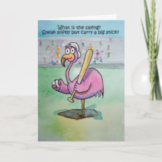 Pink Flamingo Whimsical Funny Bird Malerei Karte