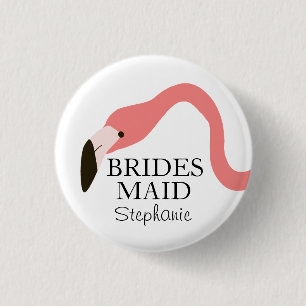 Pink Flamingo Whimsy Bridesmaid Button