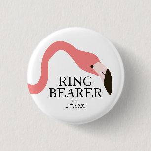 Pink Flamingo Whimsy Ring Bearer Button
