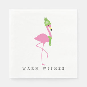 Pink Flamingo Winter Christmas Napkins Serviette