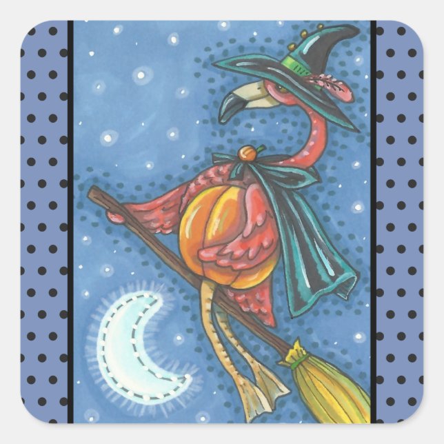 PINK FLAMINGO WITCH, HALLOWEEN STICKERS Sheet Squ. (Vorderseite)