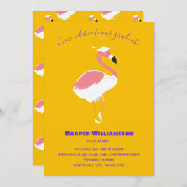 Pink Flamingo Yellow Animal Abschluss Einladung