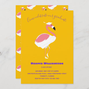 Pink Flamingo Yellow Animal Abschluss Einladung