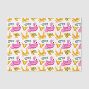 Pink Flamingo Yellow Bikin (Design 81 Pink Series) Seidenpapier