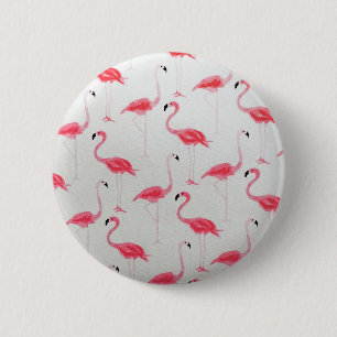 Pink Flamingo Zeichnend Flamingo Artist Pink White Button