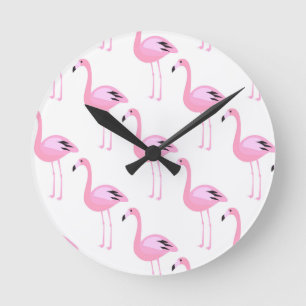 Pink Flamingos 2 Runde Wanduhr