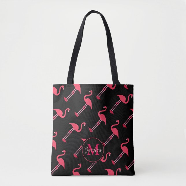 Pink Flamingos auf Personalisiert schwarz (Vorderseite)