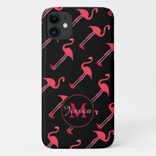 Pink Flamingos auf Personalisiert schwarz Case-Mate iPhone Hülle
