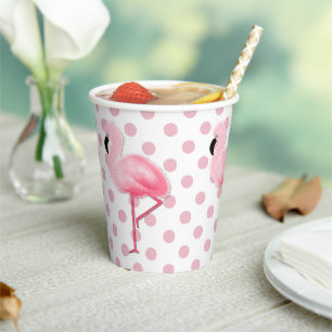 Pink Flamingos auf Polka Dots Pappbecher