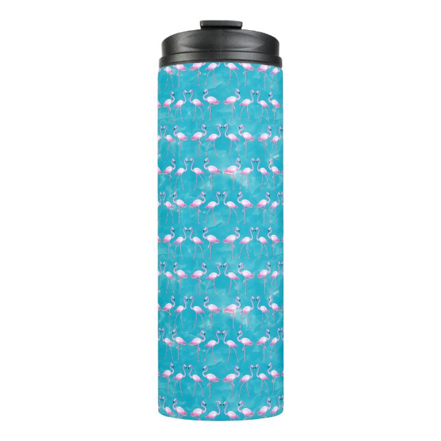 Pink Flamingos Beach Summer Thermosbecher (Vorderseite)
