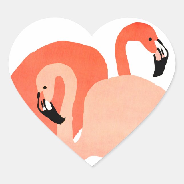 Pink Flamingos Beach Wedding Herz-Aufkleber (Vorderseite)
