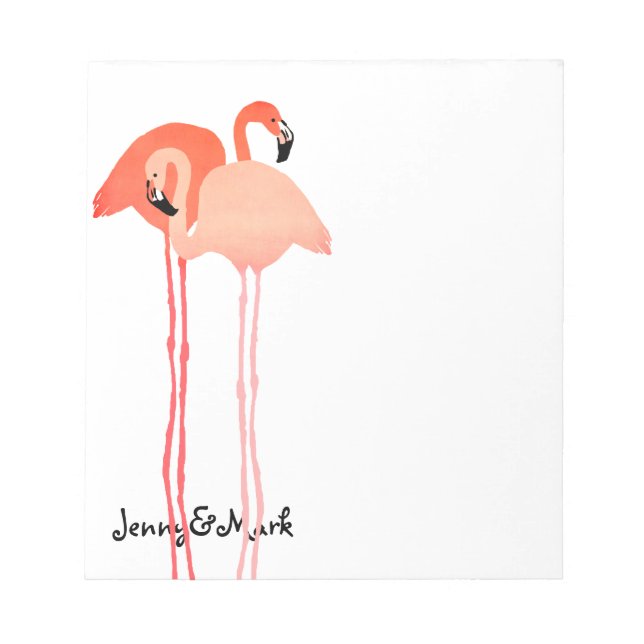 Pink Flamingos Beach Wedding Notizblock (Vorderseite)