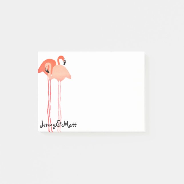 Pink Flamingos Beach Wedding Post-it Klebezettel (Vorderseite)