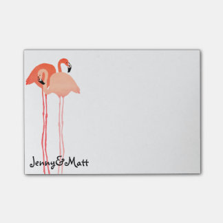 Pink Flamingos Beach Wedding Post-it Klebezettel
