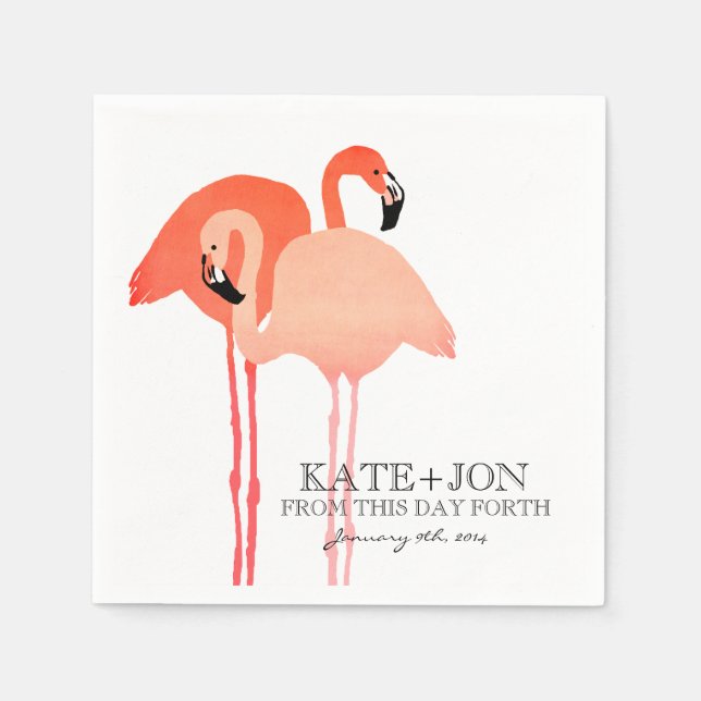 Pink Flamingos Beach Wedding Serviette (Vorderseite)