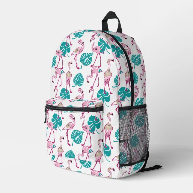Pink Flamingos Bedruckter Rucksack (Rückseitige Ecke Rechts)