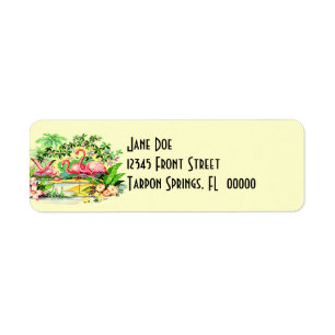 Pink Flamingos Birds Vintag Style Address Labels