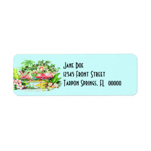 Pink Flamingos Birds Vintag Style Address Labels
