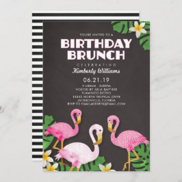 Pink Flamingos Birthday Brunch Chalkboard Einladung