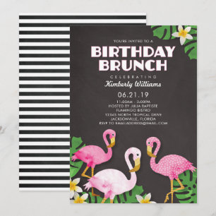 Pink Flamingos Birthday Brunch Chalkboard Einladung