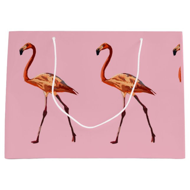 Pink Flamingos Custom Gift Bag - Große, glänzende Große Geschenktüte (Vorderseite)