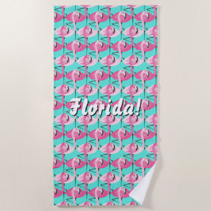 Pink Flamingos Florida Textänderung Farbe Strandtuch