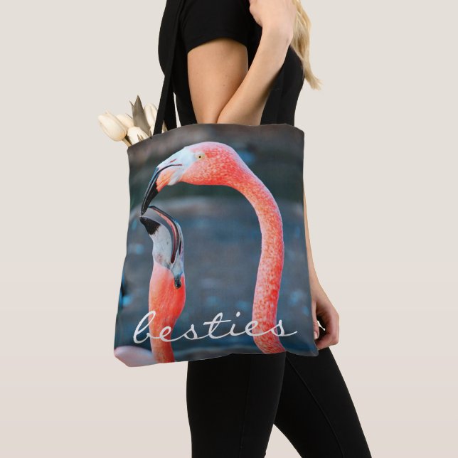 Pink Flamingos Foto Besties Script Stilvoll modern (Von Nahem)